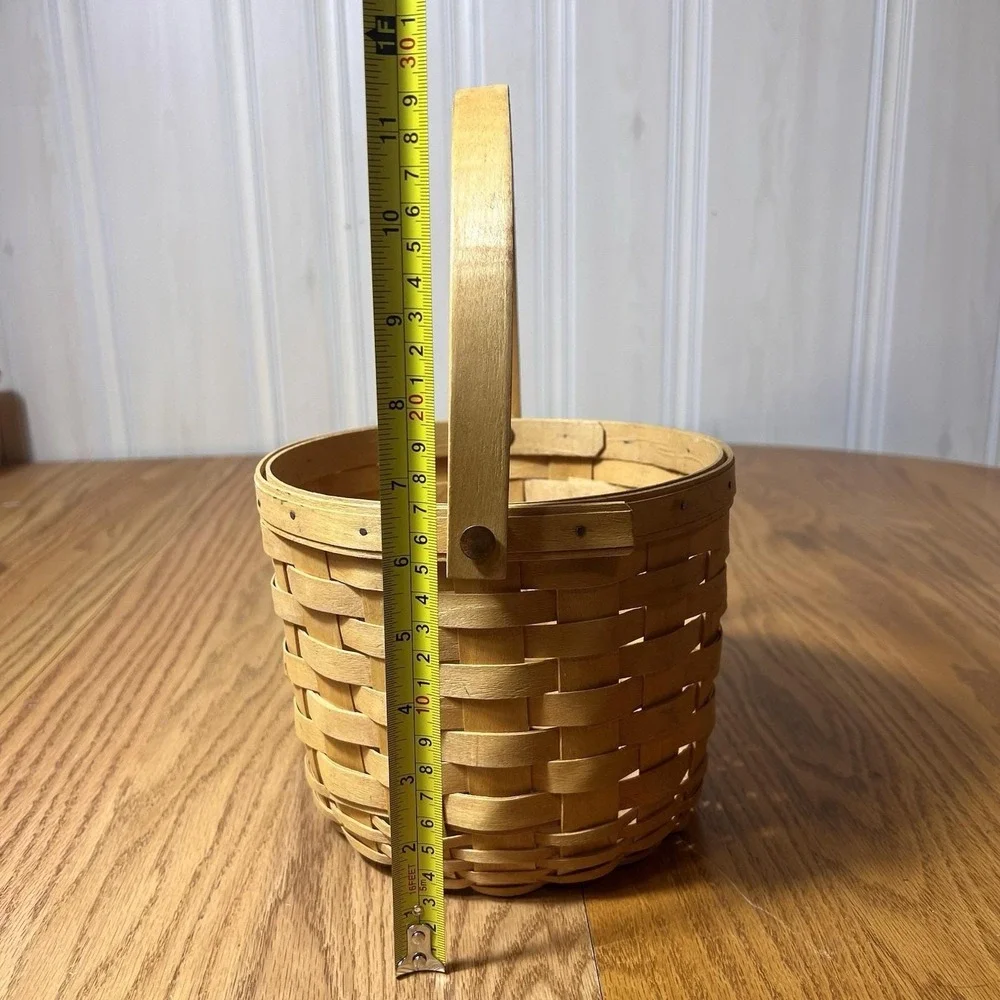 Longaberger 1998 Classic Handwoven Basket Round 8 inch w/Adjustable Handle VTG